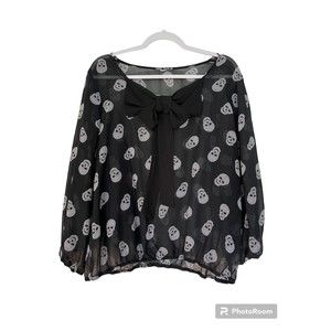 Halloween Sheer Blouse with Skulls Women’s Top Size S/M‎